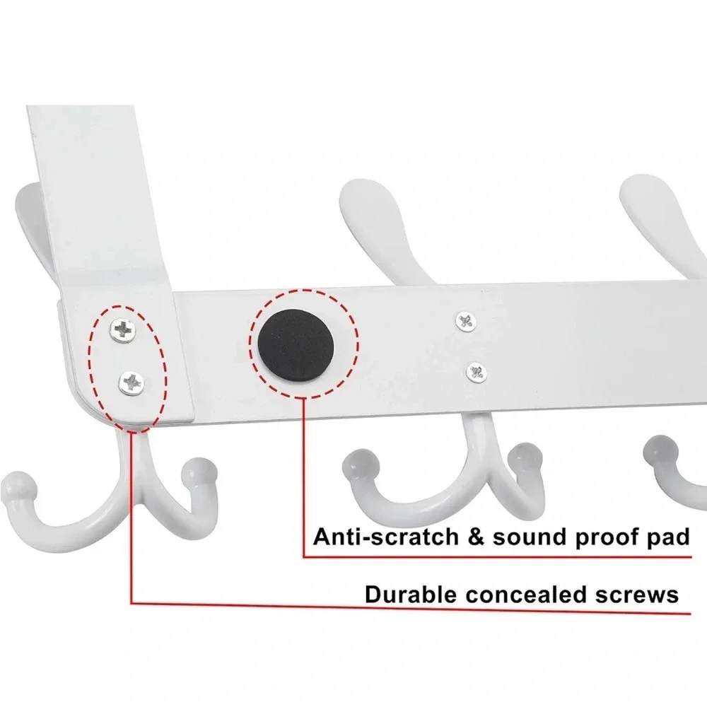 🆕 Heavy Duty Over The Door Clothes Hanger and Towel Rack, White